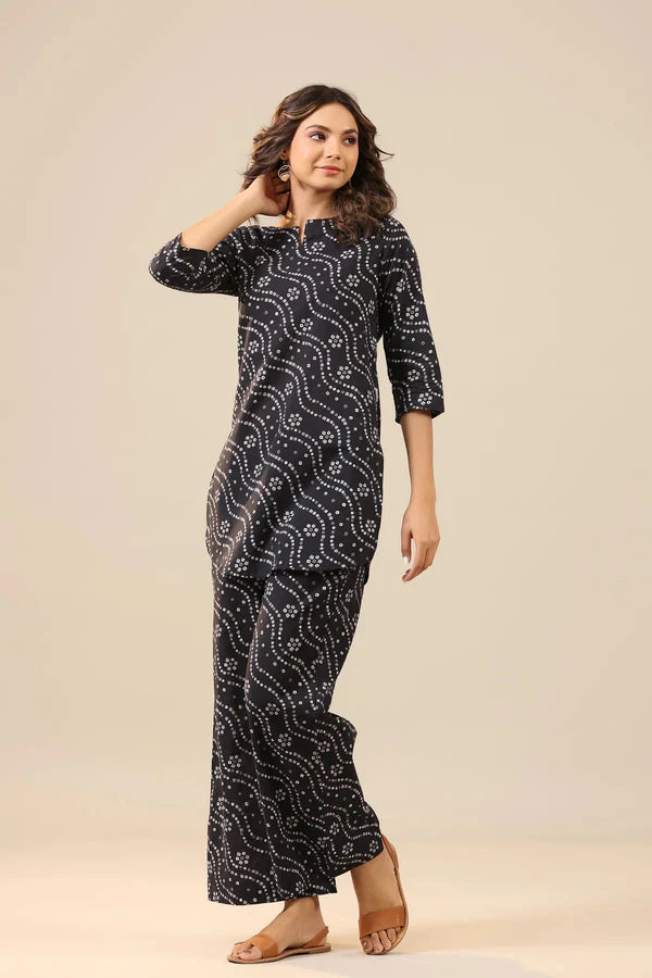 Black Bandhani Print Co-Ord Set