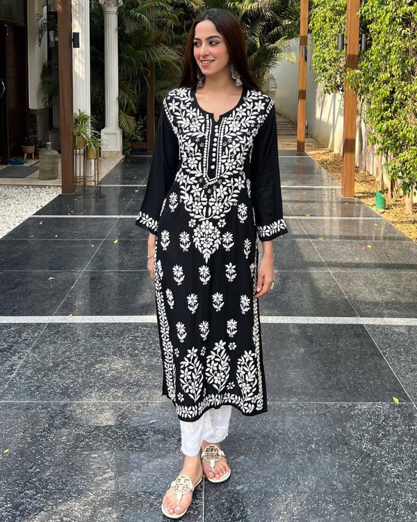 New Trending Black Rayon Kurta WIth Pant Set